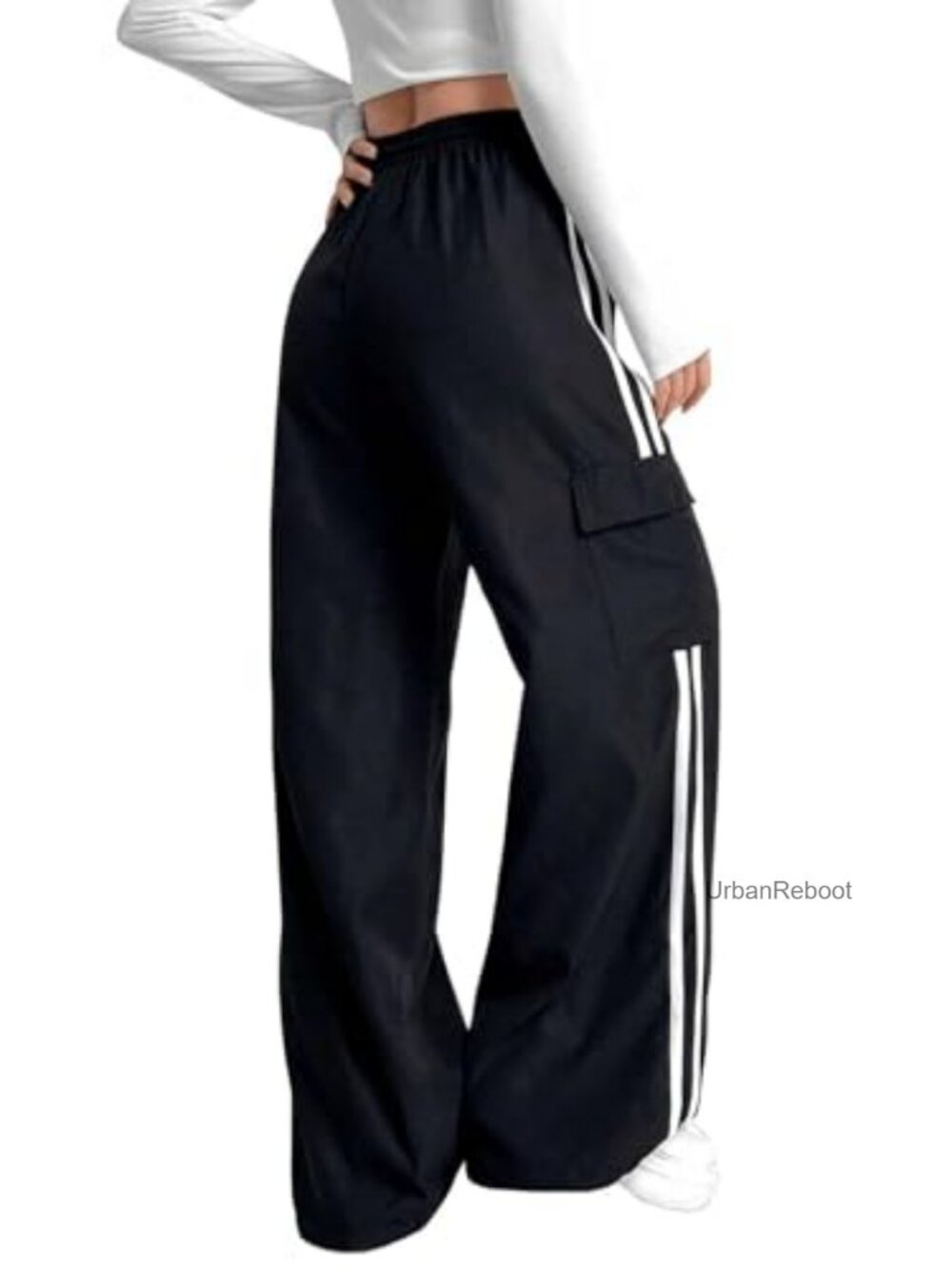 Cargo Pants Baggy Straight Wide Leg Track Pants Joggers with Pockets - Picture 2 of 7